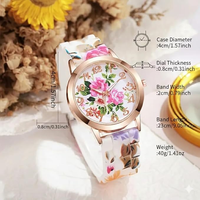 Floral Fashion Watch Set – 2-Piece Women’s Analogue Watches