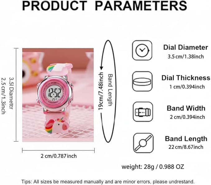 Kids Unicorn LED Digital Watch – Pink