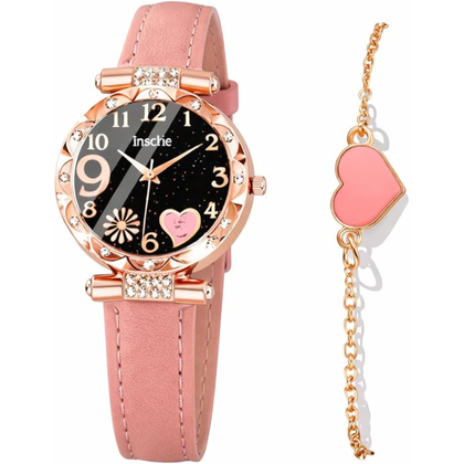 Rose Gold Watch & Bracelet Set