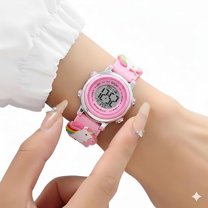 Kids Unicorn LED Digital Watch – Pink
