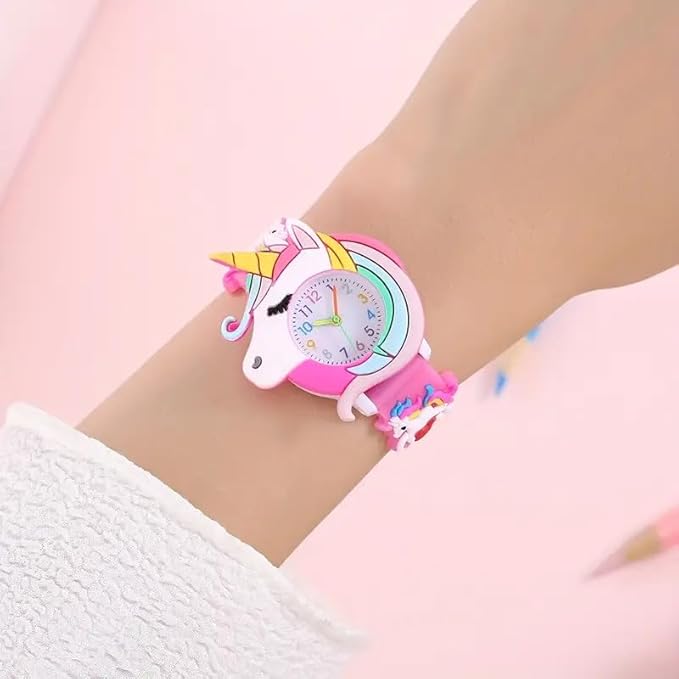 Kids Unicorn Watch Set – Pink & Blue Cartoon Watches