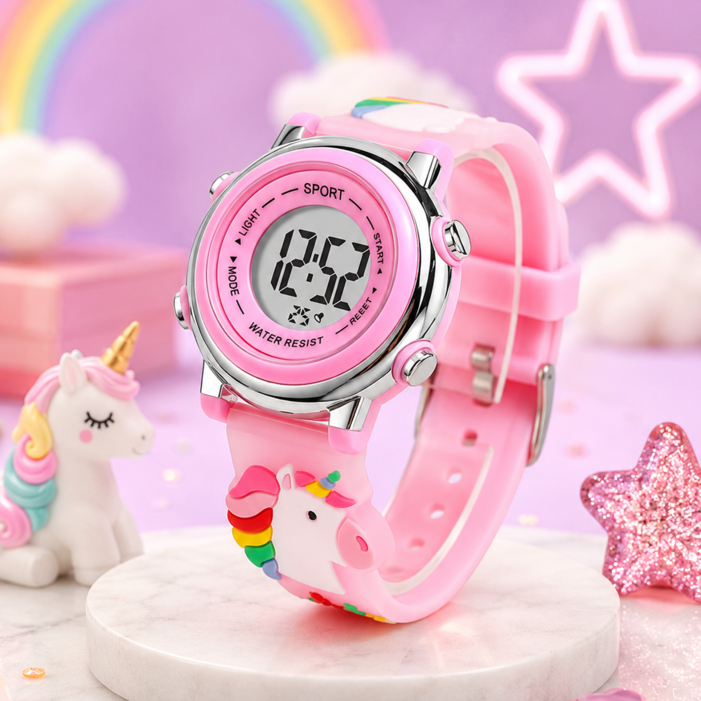 Kids Unicorn LED Digital Watch – Pink